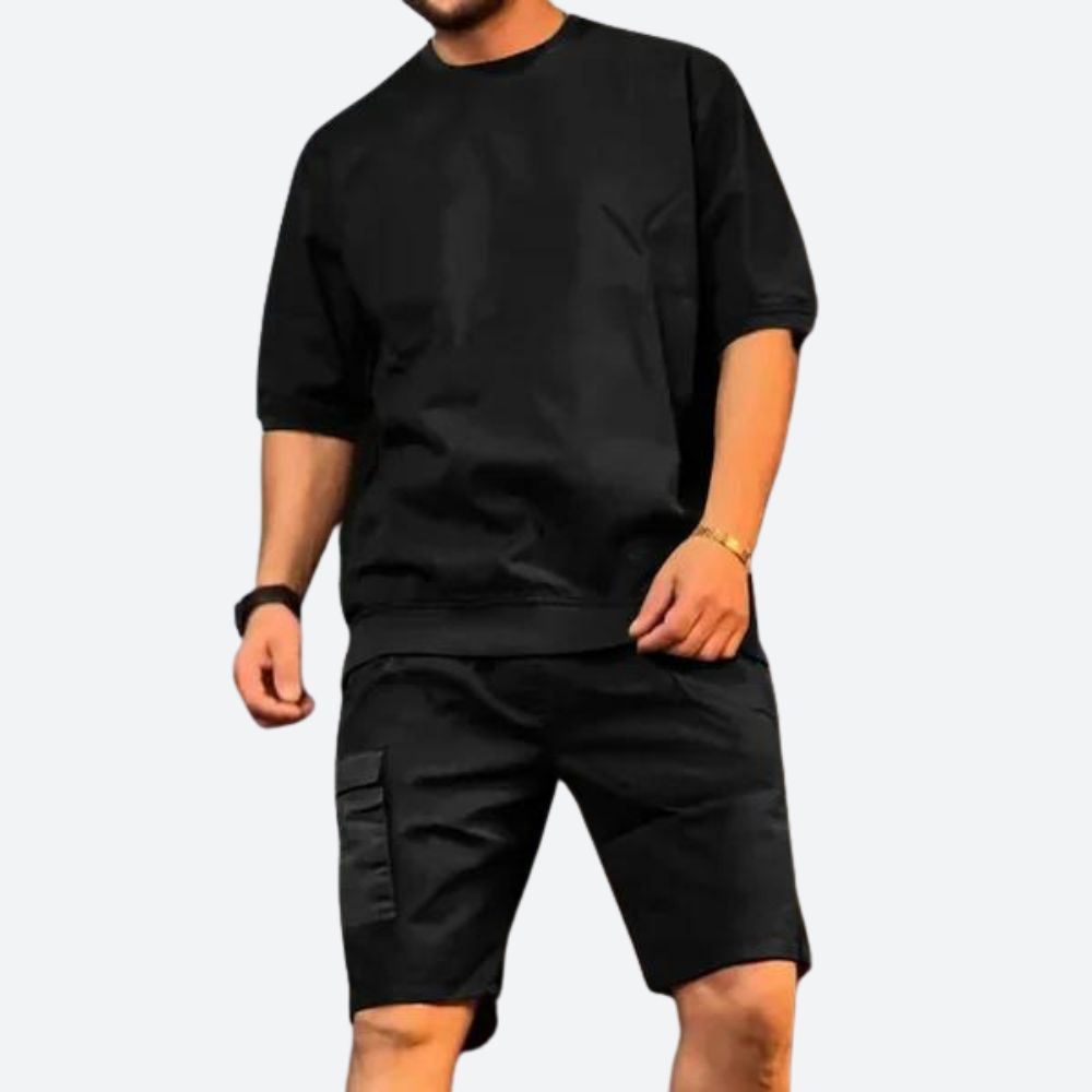 Variant image for Herren Set Blau Größe M Baumwolle - Hemd und Shorts für Männer, Stilvolles Sommeroutfit-26