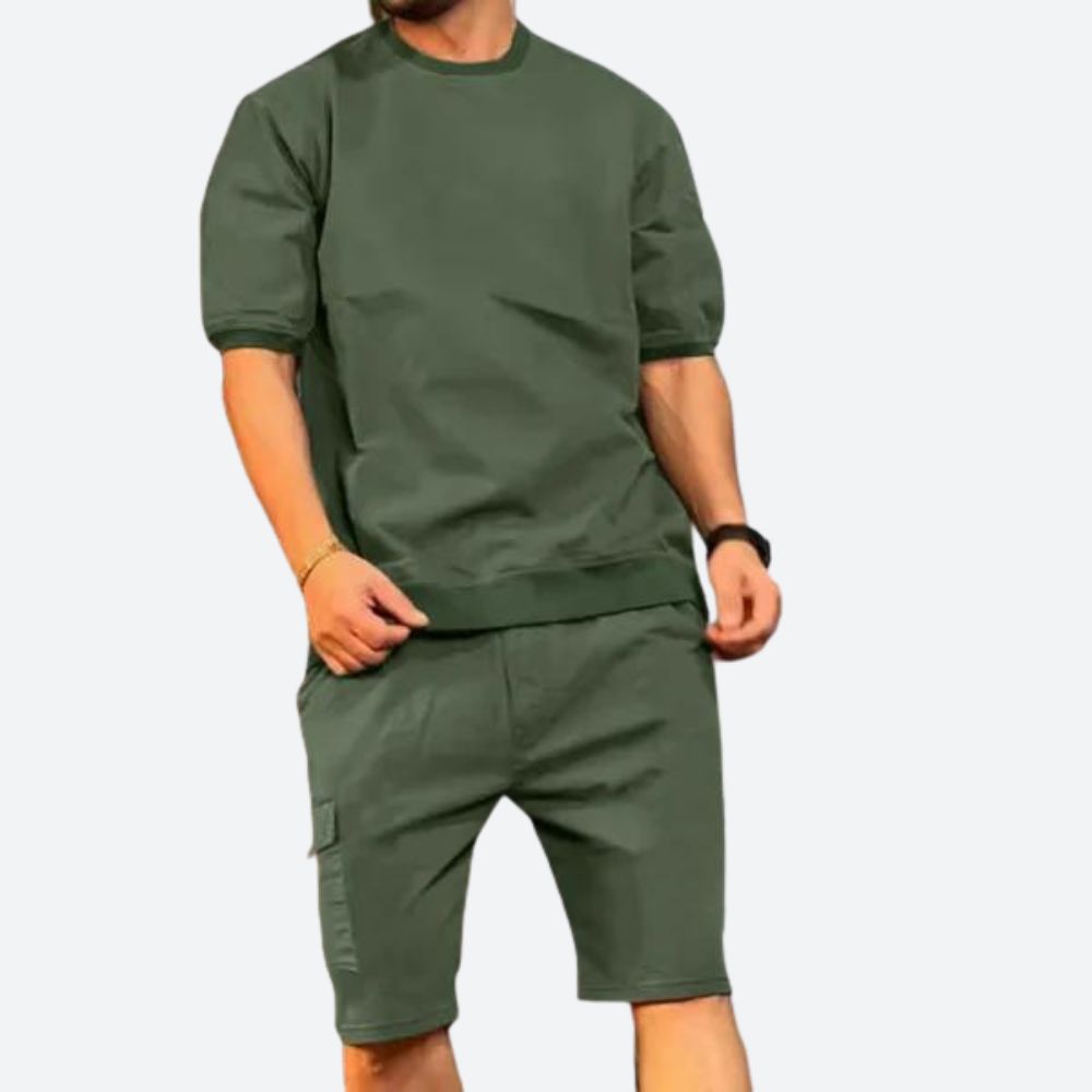 Herren Set Blau Größe M Baumwolle - Hemd und Shorts für Männer, Stilvolles Sommeroutfit-4