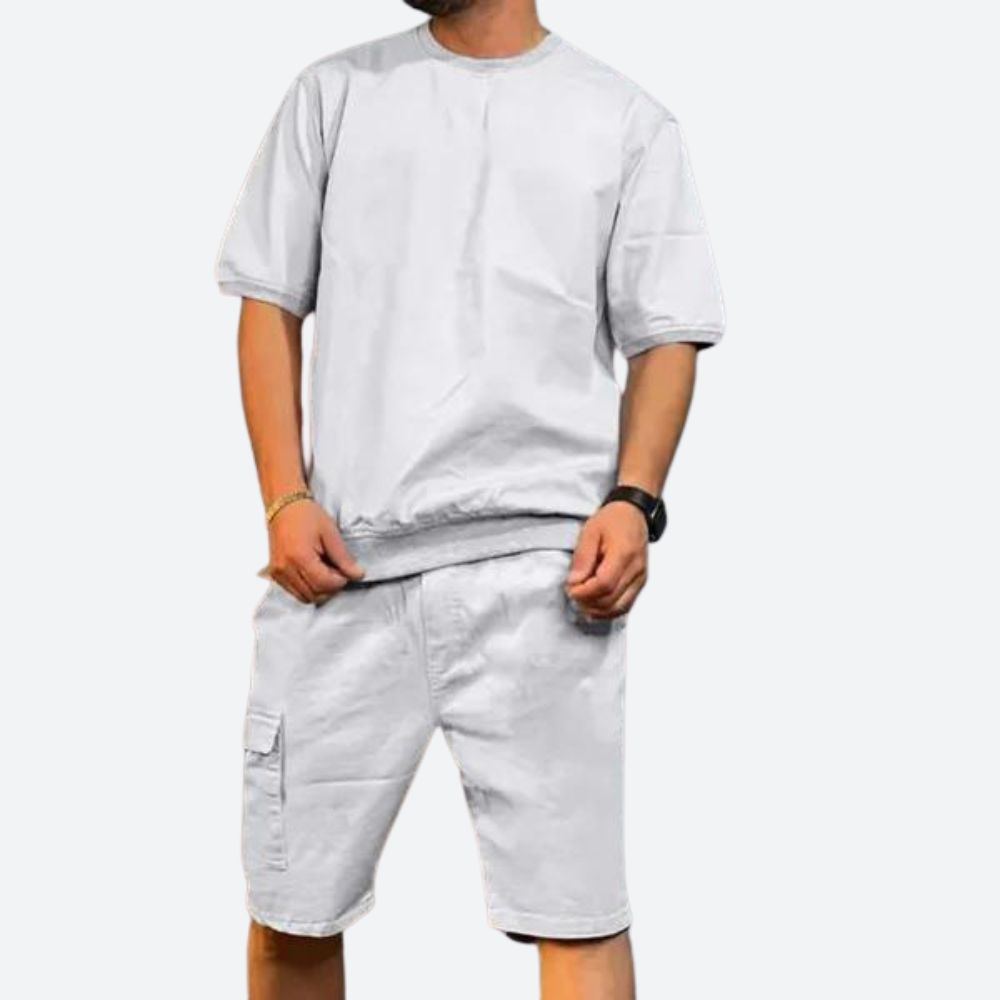 Variant image for Herren Set Blau Größe M Baumwolle - Hemd und Shorts für Männer, Stilvolles Sommeroutfit-6
