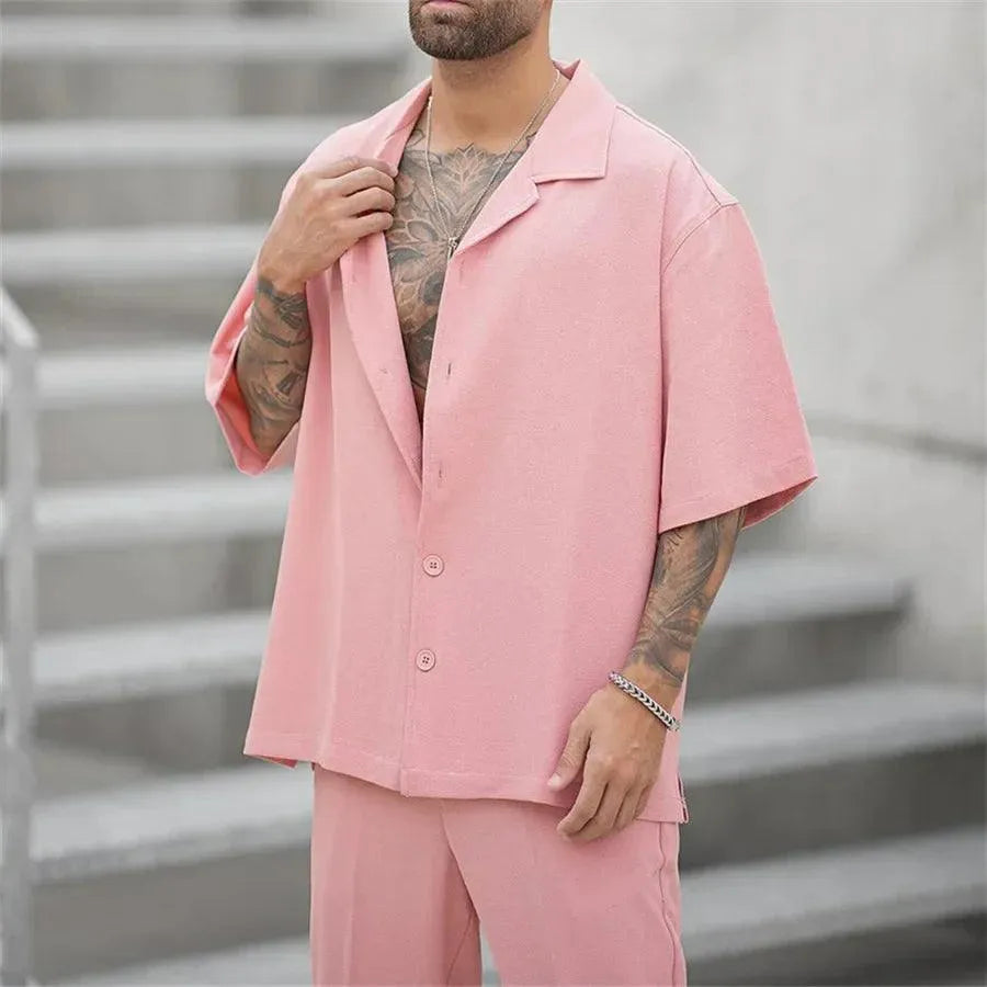 Herren Anzug Sommer Modern Bequem Baumwolle Stilvoll Atmungsaktiv-6