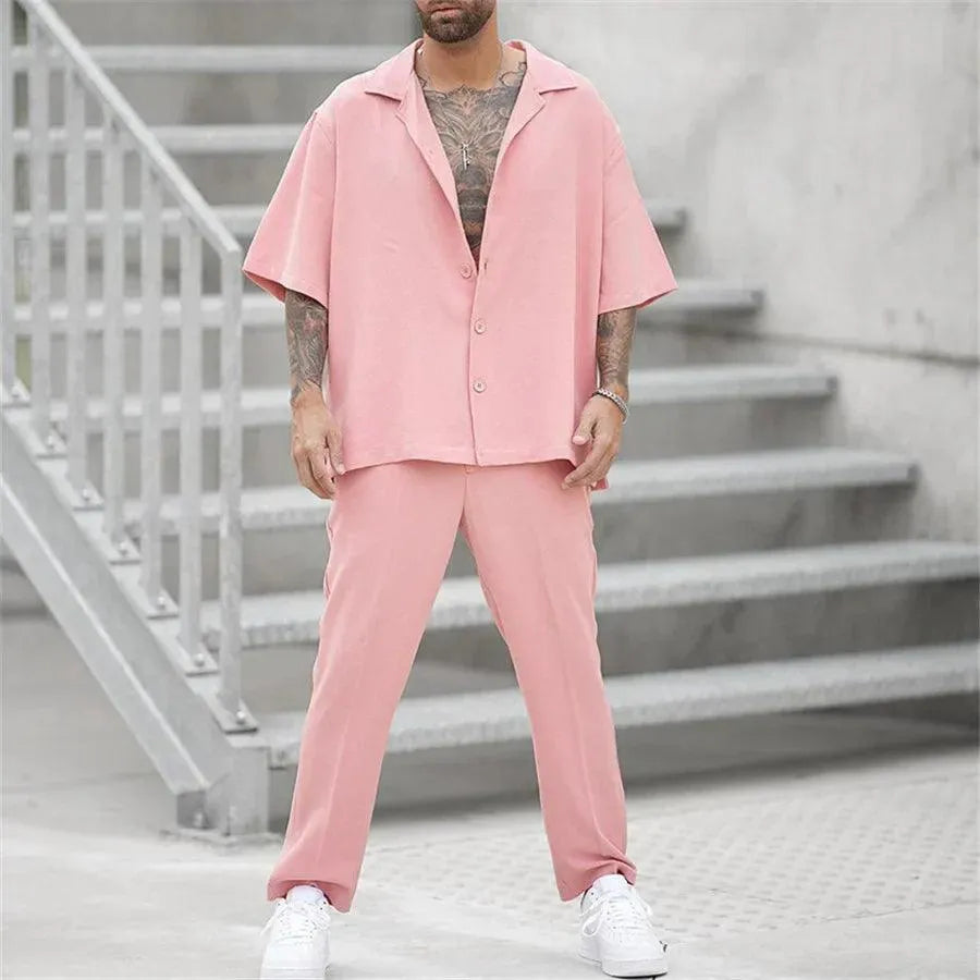 Herren Anzug Sommer Modern Bequem Baumwolle Stilvoll Atmungsaktiv-4