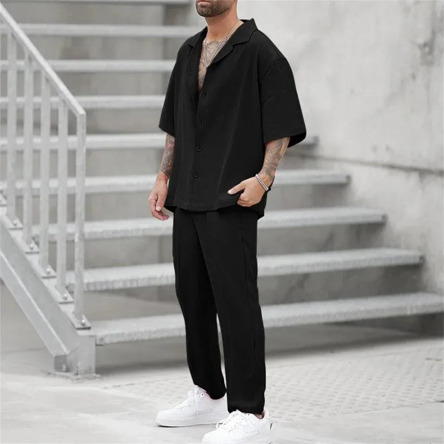 Herren Anzug Sommer Modern Bequem Baumwolle Stilvoll Atmungsaktiv-1