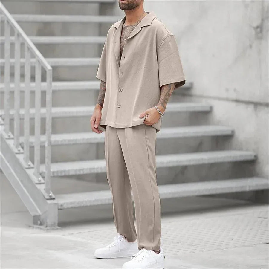 Herren Anzug Sommer Modern Bequem Baumwolle Stilvoll Atmungsaktiv-3