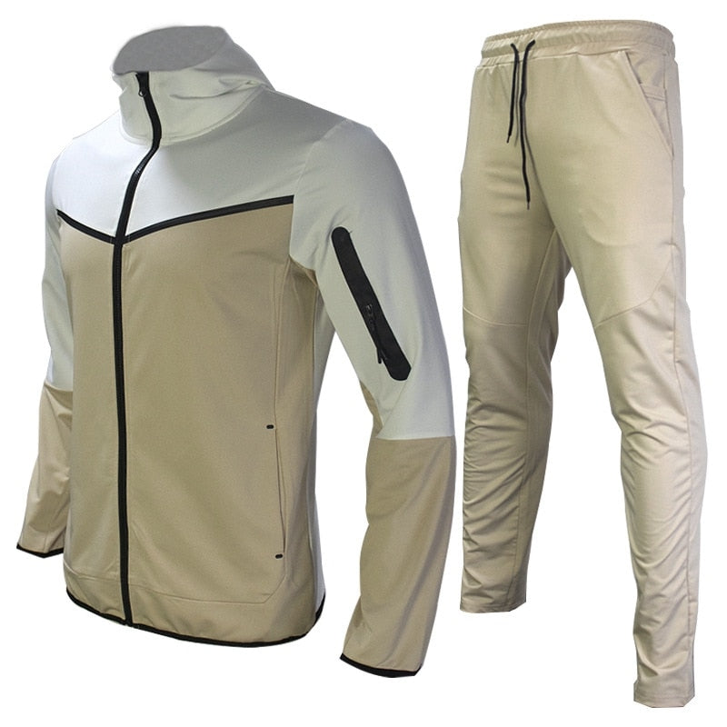 Männer Sport Outfit Zweiteilig Atmungsaktiv Fitnessset mit Reißverschlussjacke und Trainingshose-6