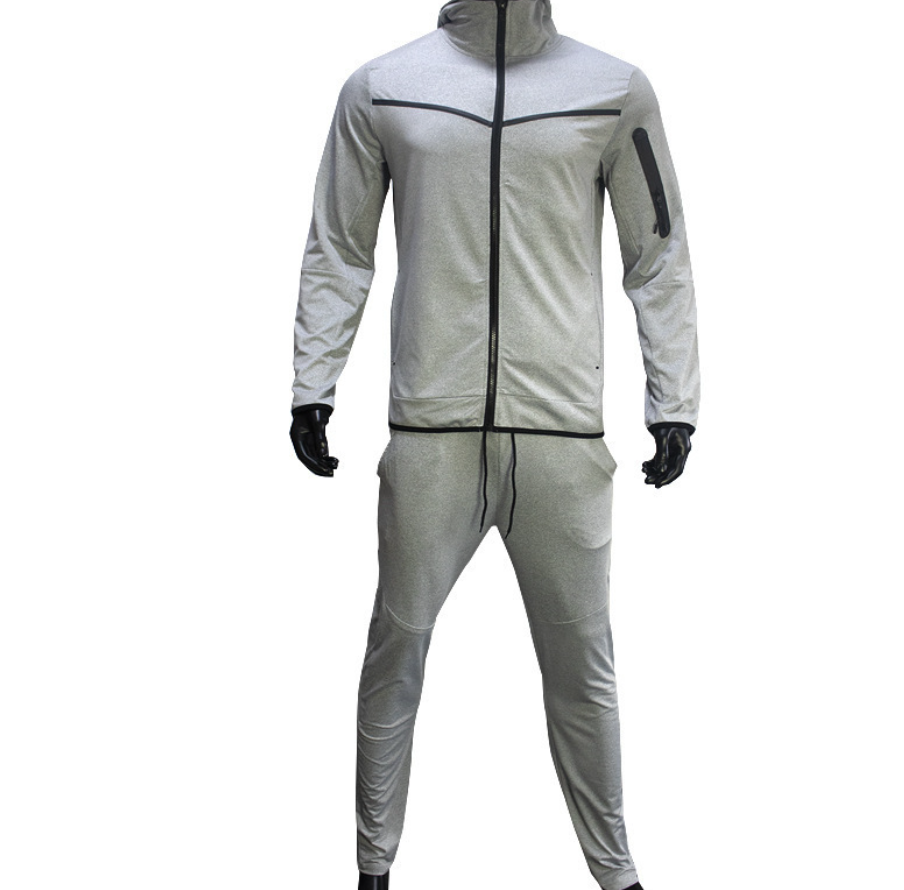 Männer Sport Outfit Zweiteilig Atmungsaktiv Fitnessset mit Reißverschlussjacke und Trainingshose-4