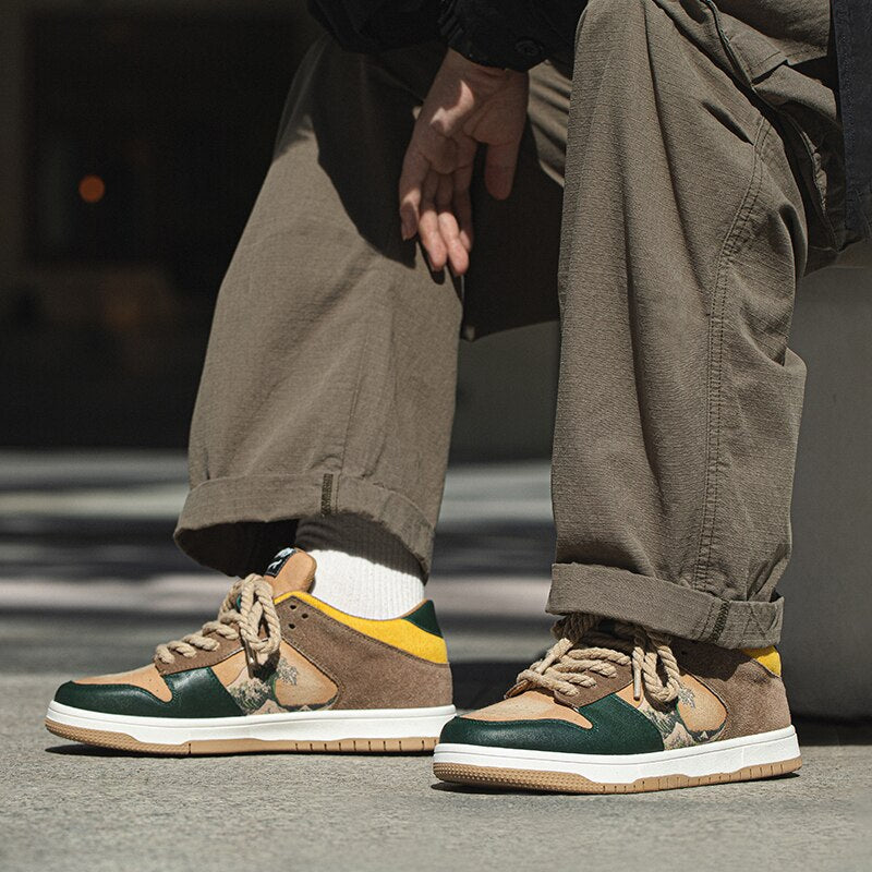 Herren Sneakers Plattform Design Gemischtes Material Bequem und Stilvoll-3