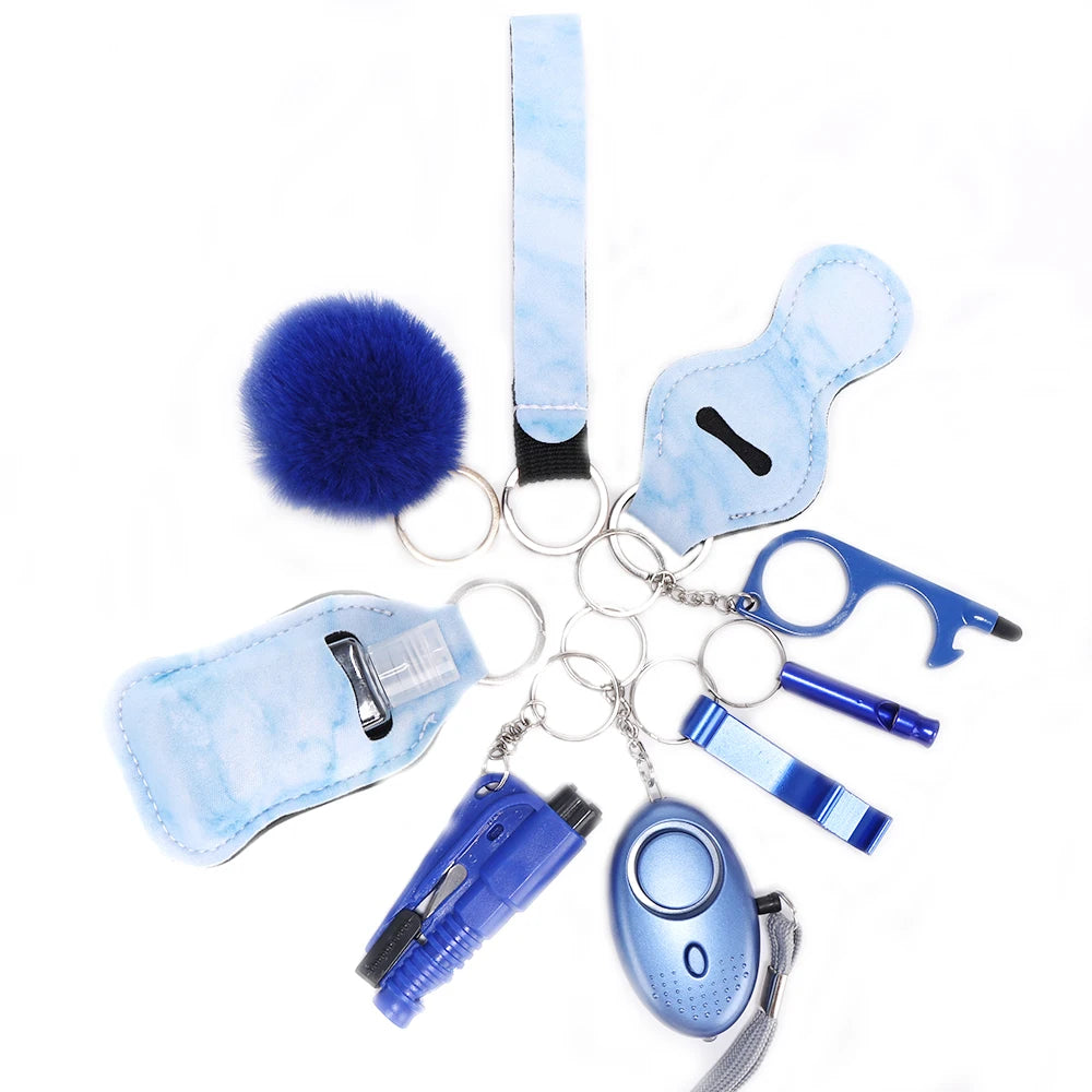 Selbstverteidigungs-Schlüsselanhänger-Set für Frauen, Sicherheits-Schlüsselanhänger, komplettes Set mit persönlichem Alarm, Fensterbrecher-Schlüsselanhänger-Zubehör 11