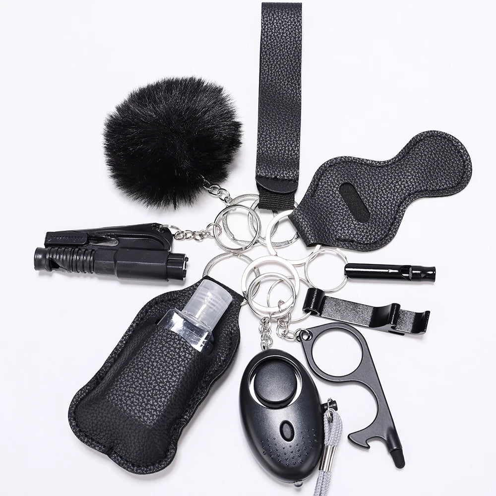 Selbstverteidigungs-Schlüsselanhänger-Set für Frauen, Sicherheits-Schlüsselanhänger, komplettes Set mit persönlichem Alarm, Fensterbrecher-Schlüsselanhänger-Zubehör 6
