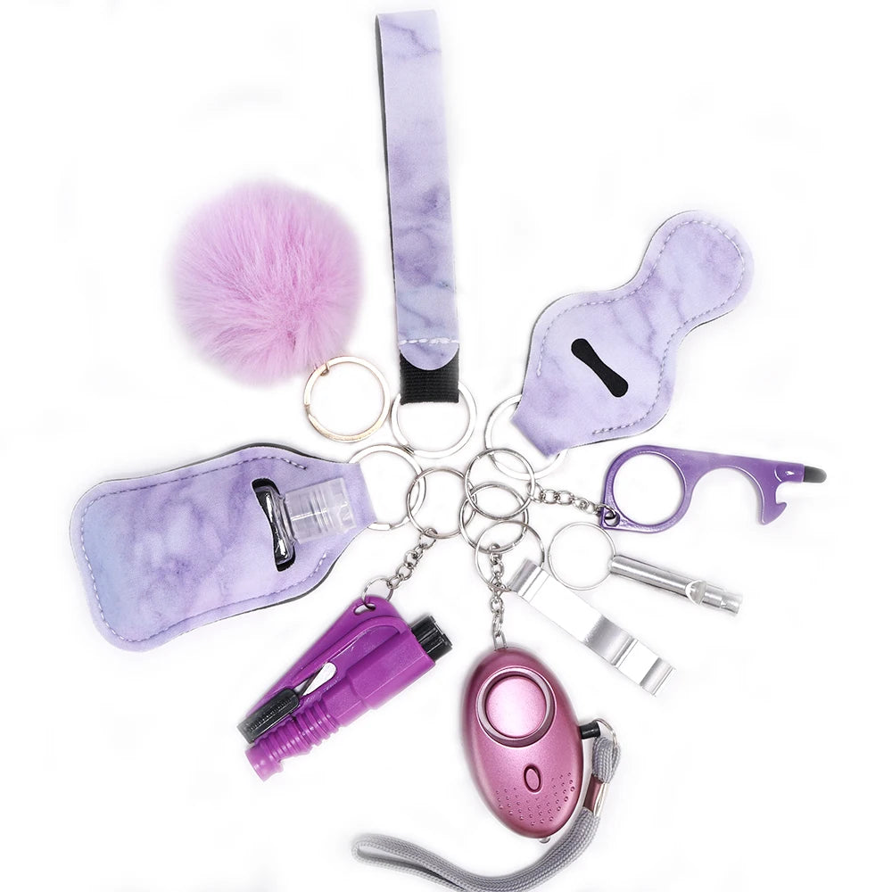 Selbstverteidigungs-Schlüsselanhänger-Set für Frauen, Sicherheits-Schlüsselanhänger, komplettes Set mit persönlichem Alarm, Fensterbrecher-Schlüsselanhänger-Zubehör 8
