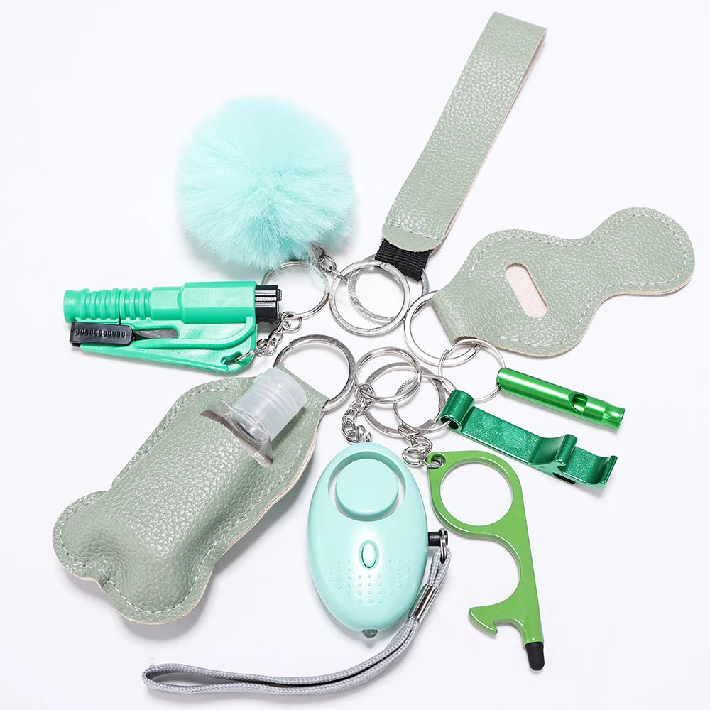 Selbstverteidigungs-Schlüsselanhänger-Set für Frauen, Sicherheits-Schlüsselanhänger, komplettes Set mit persönlichem Alarm, Fensterbrecher-Schlüsselanhänger-Zubehör 9