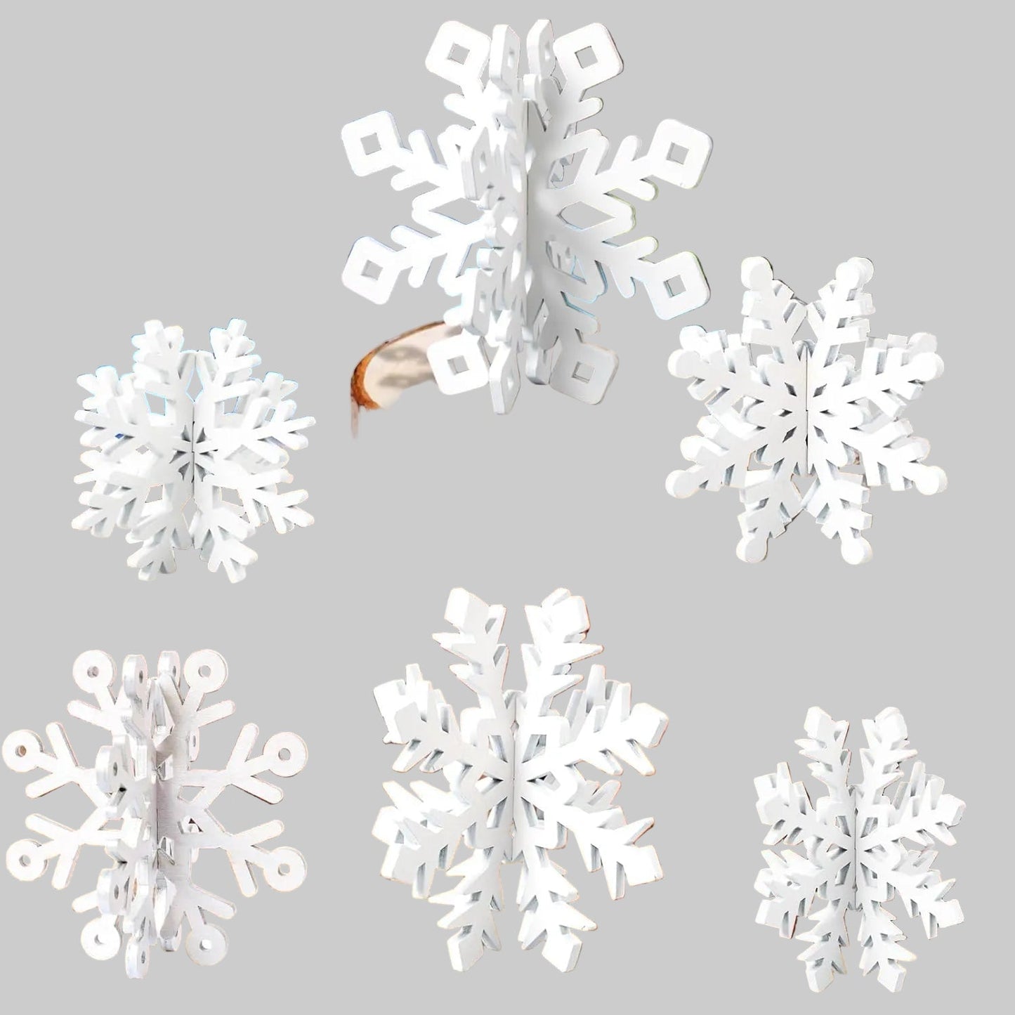 SnowyGlow – 6-teiliges Weihnachtstisch-Ornament-Set aus Holz 0