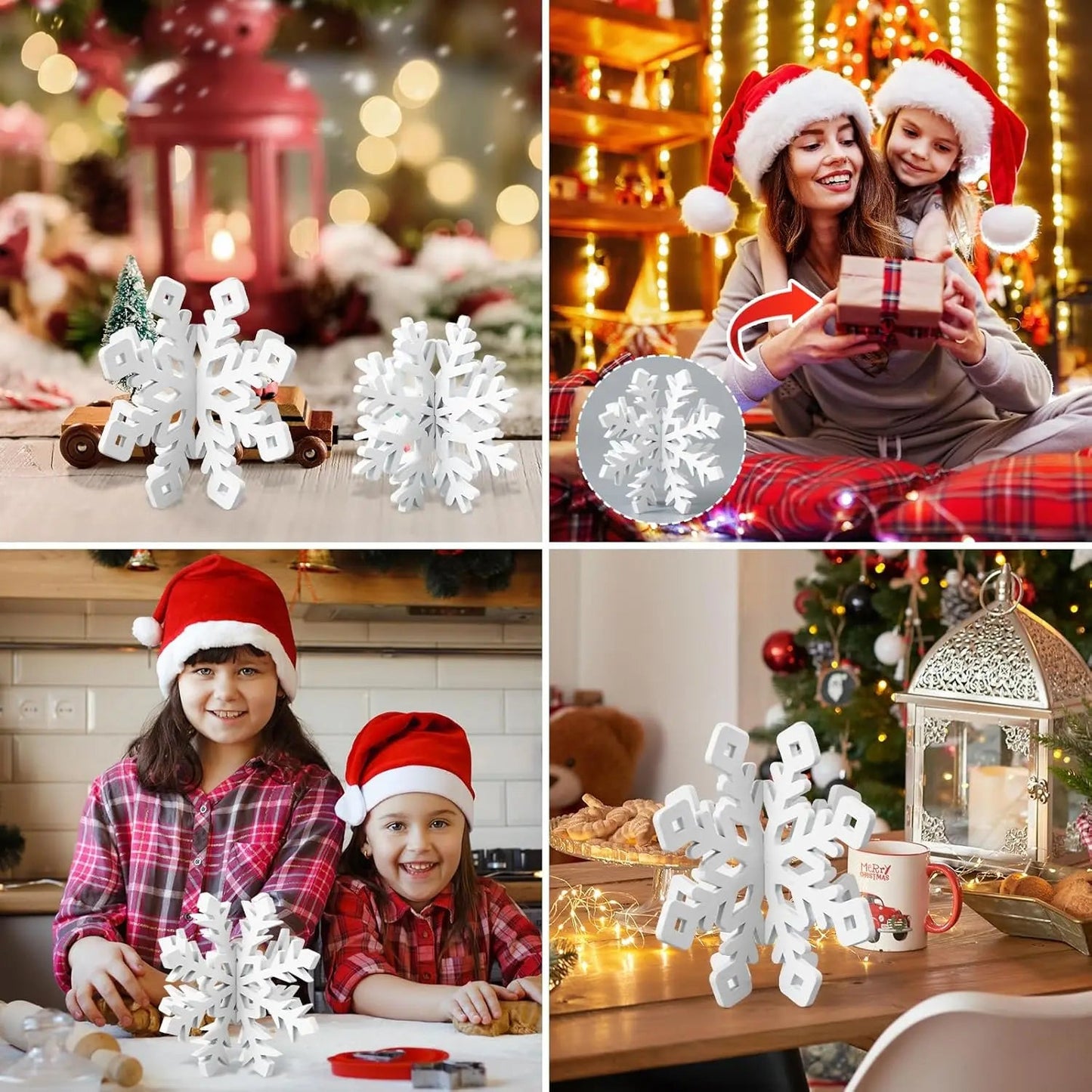 SnowyGlow – 6-teiliges Weihnachtstisch-Ornament-Set aus Holz 2
