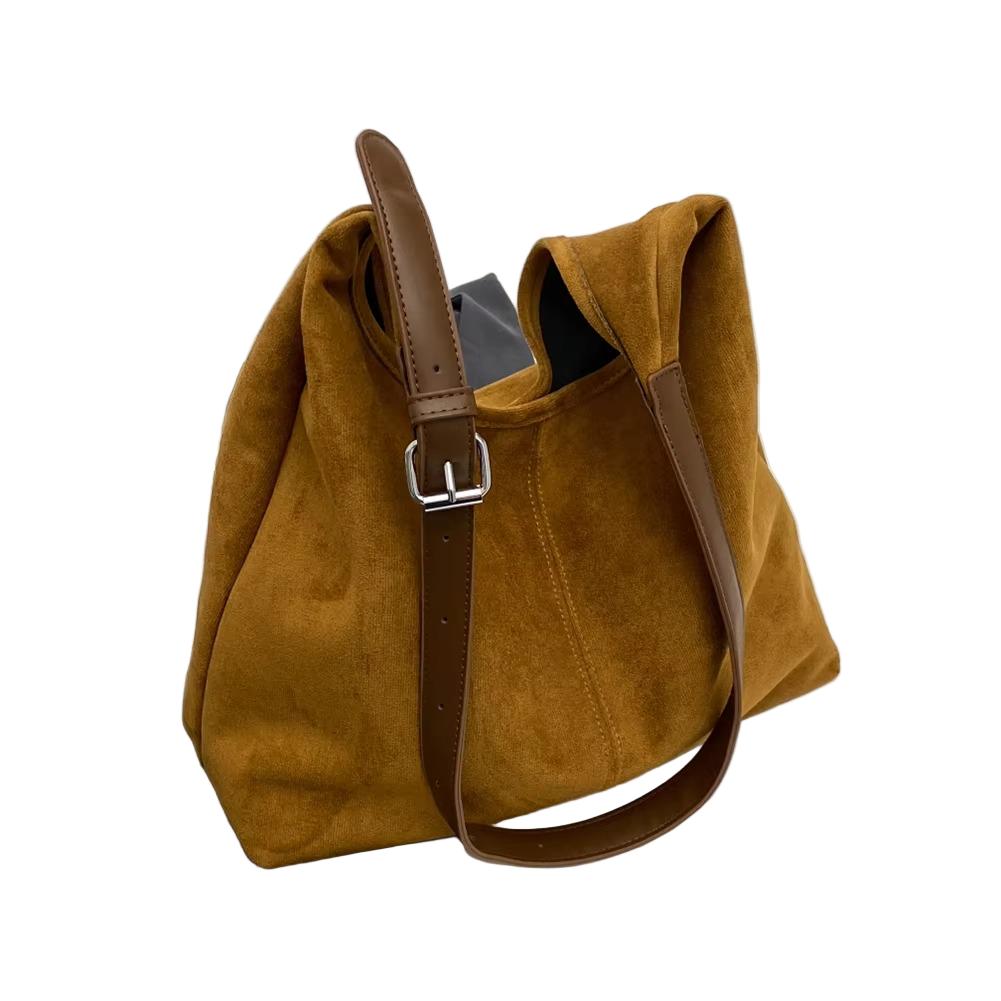 Stilvolle Wildleder Handtasche Damen Schwarz mit Verstellbarem Riemen – Elegante Tasche für Alltag und Büro 0