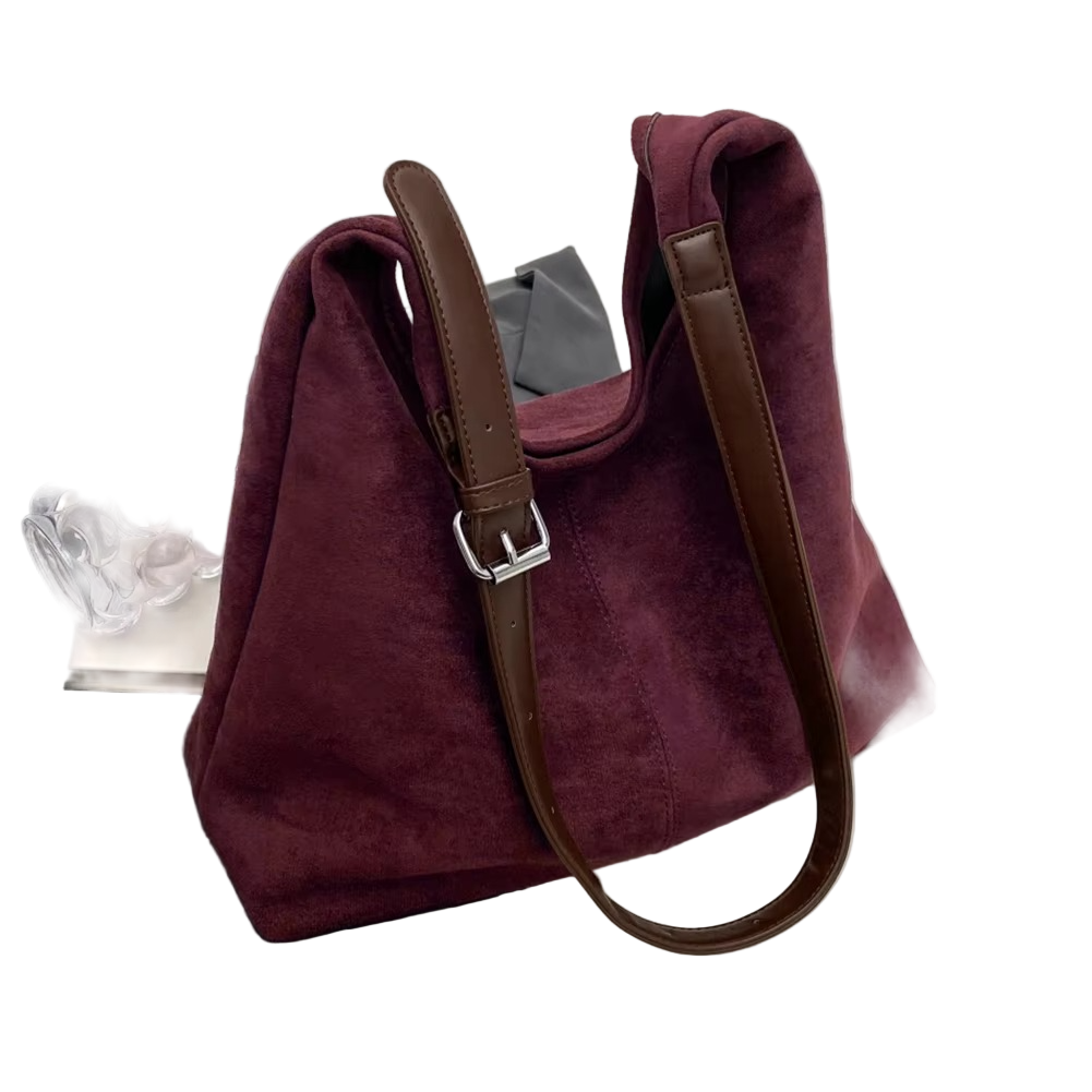 Stilvolle Wildleder Handtasche Damen Schwarz mit Verstellbarem Riemen – Elegante Tasche für Alltag und Büro 2