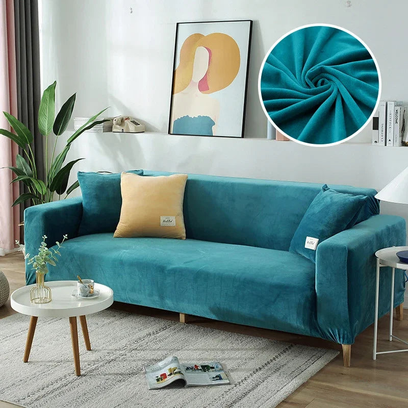 Stretch-Samt Sofabezug Maßgeschneiderte Passform Waschmaschinenfest Eleganter Couch Überzug 1