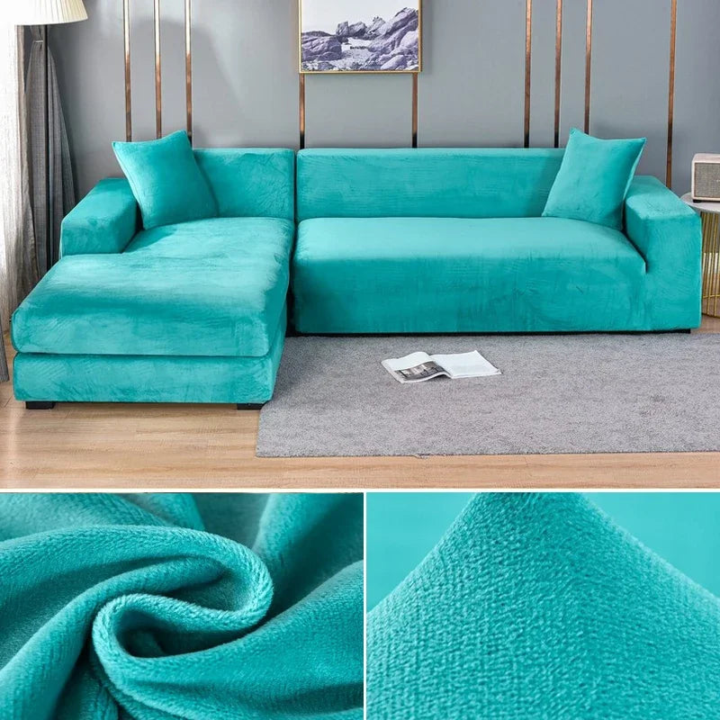 Stretch-Samt Sofabezug Maßgeschneiderte Passform Waschmaschinenfest Eleganter Couch Überzug 10