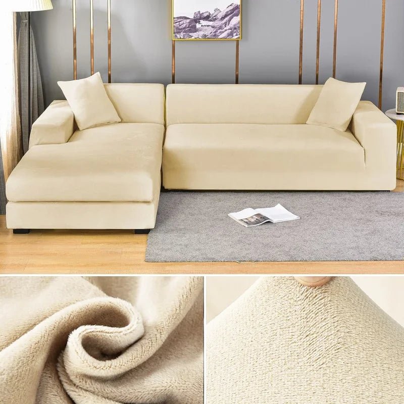 Stretch-Samt Sofabezug Maßgeschneiderte Passform Waschmaschinenfest Eleganter Couch Überzug 11
