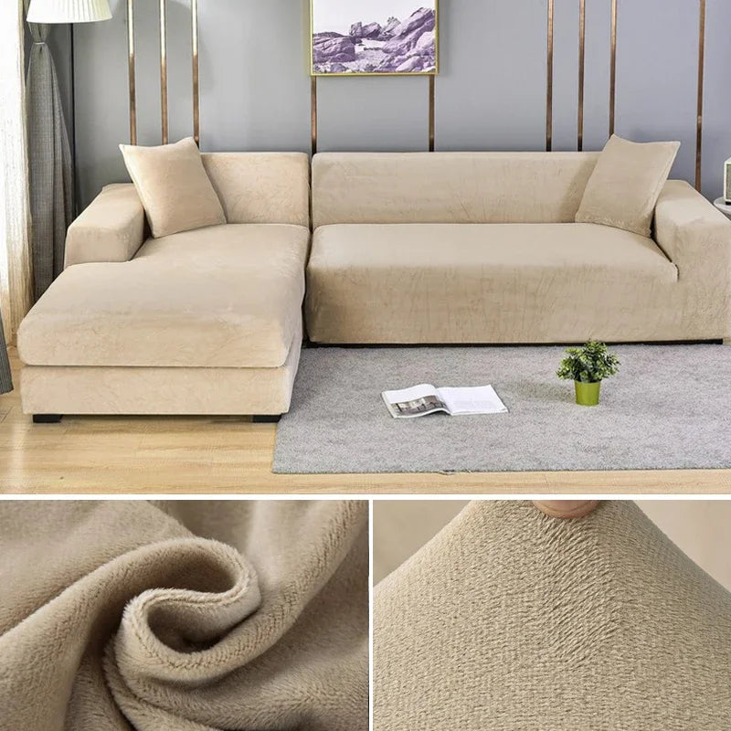 Stretch-Samt Sofabezug Maßgeschneiderte Passform Waschmaschinenfest Eleganter Couch Überzug 12