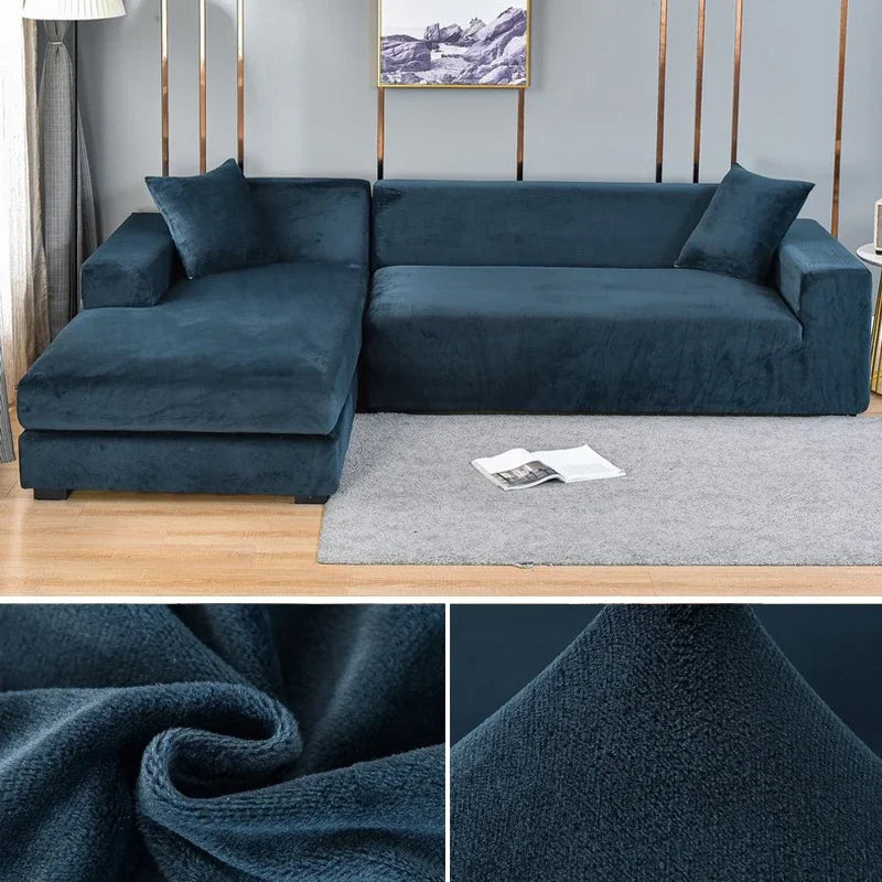 Stretch-Samt Sofabezug Maßgeschneiderte Passform Waschmaschinenfest Eleganter Couch Überzug 13