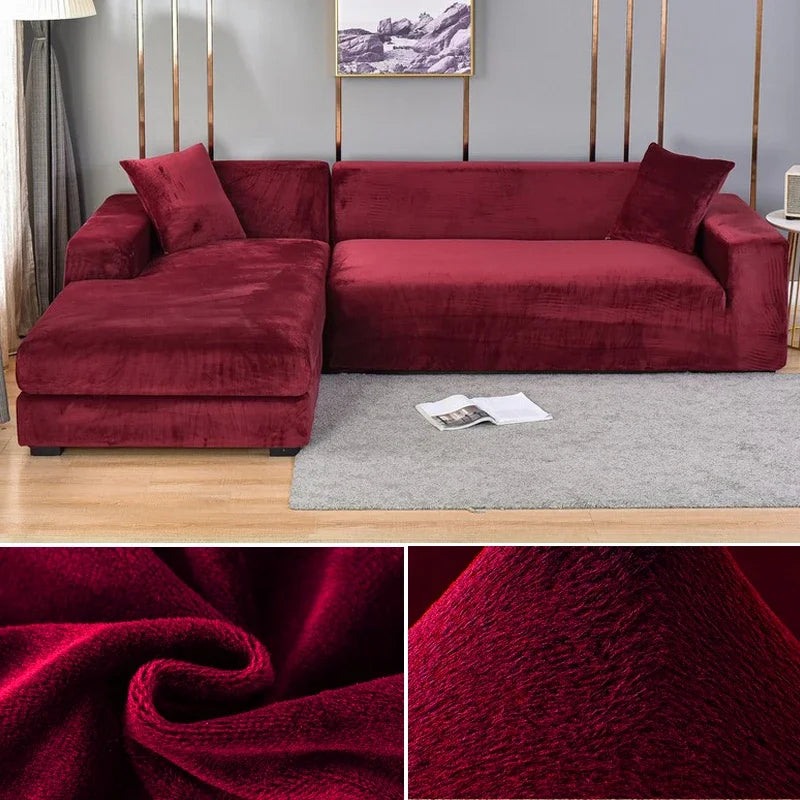 Stretch-Samt Sofabezug Maßgeschneiderte Passform Waschmaschinenfest Eleganter Couch Überzug 14