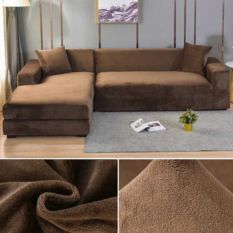 Stretch-Samt Sofabezug Maßgeschneiderte Passform Waschmaschinenfest Eleganter Couch Überzug 16