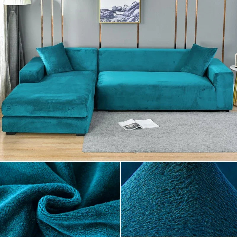 Stretch-Samt Sofabezug Maßgeschneiderte Passform Waschmaschinenfest Eleganter Couch Überzug 17