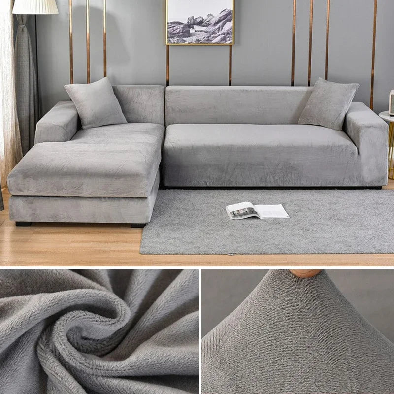 Stretch-Samt Sofabezug Maßgeschneiderte Passform Waschmaschinenfest Eleganter Couch Überzug 18
