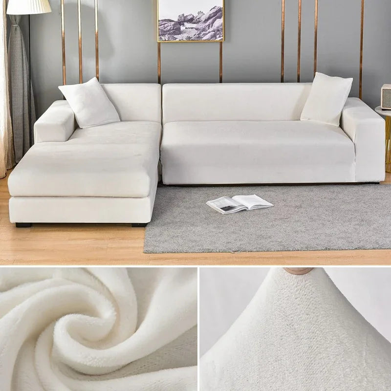 Stretch-Samt Sofabezug Maßgeschneiderte Passform Waschmaschinenfest Eleganter Couch Überzug 19
