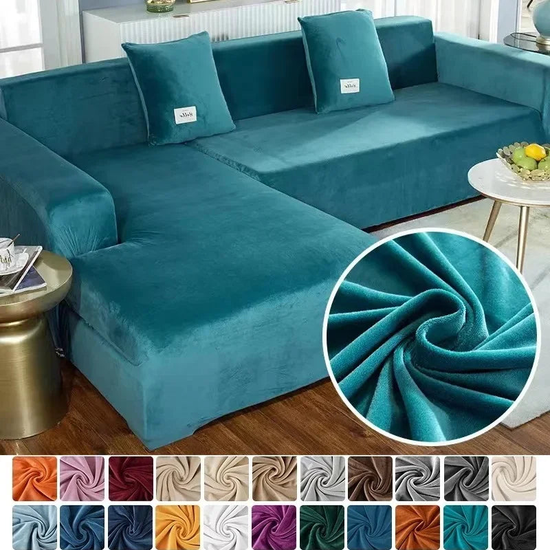 Stretch-Samt Sofabezug Maßgeschneiderte Passform Waschmaschinenfest Eleganter Couch Überzug 2