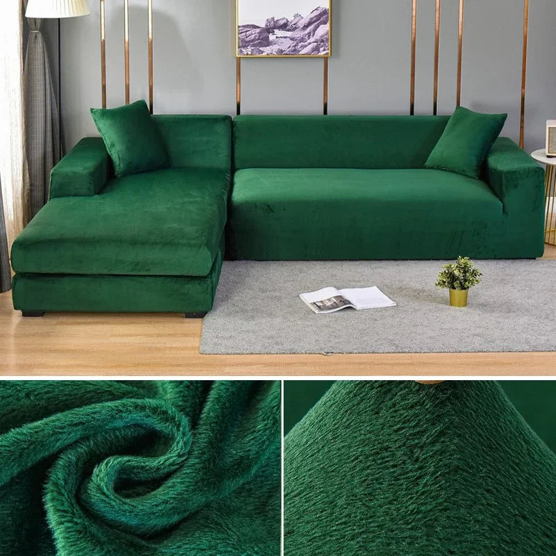Stretch-Samt Sofabezug Maßgeschneiderte Passform Waschmaschinenfest Eleganter Couch Überzug 21