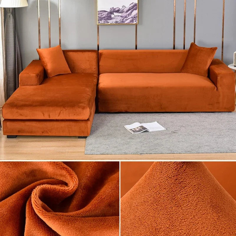 Stretch-Samt Sofabezug Maßgeschneiderte Passform Waschmaschinenfest Eleganter Couch Überzug 22