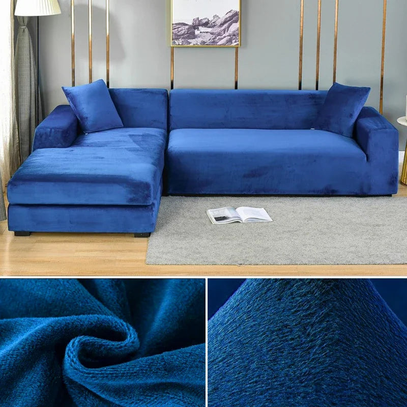 Stretch-Samt Sofabezug Maßgeschneiderte Passform Waschmaschinenfest Eleganter Couch Überzug 23
