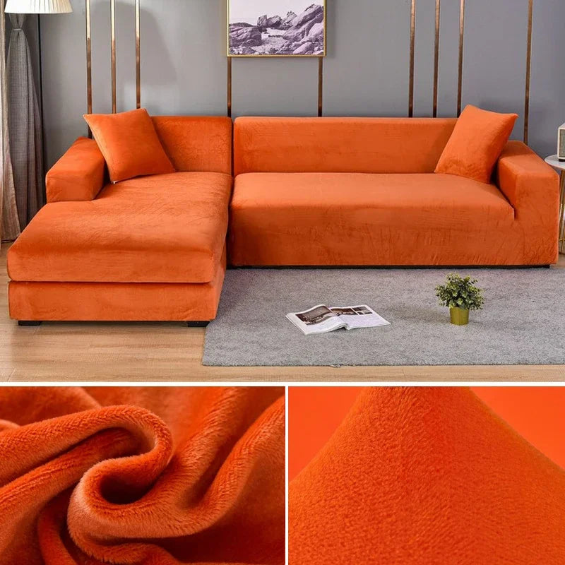 Stretch-Samt Sofabezug Maßgeschneiderte Passform Waschmaschinenfest Eleganter Couch Überzug 24