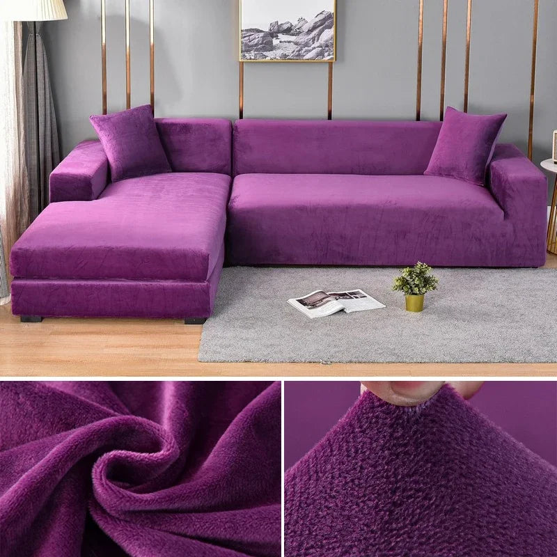 Stretch-Samt Sofabezug Maßgeschneiderte Passform Waschmaschinenfest Eleganter Couch Überzug 7