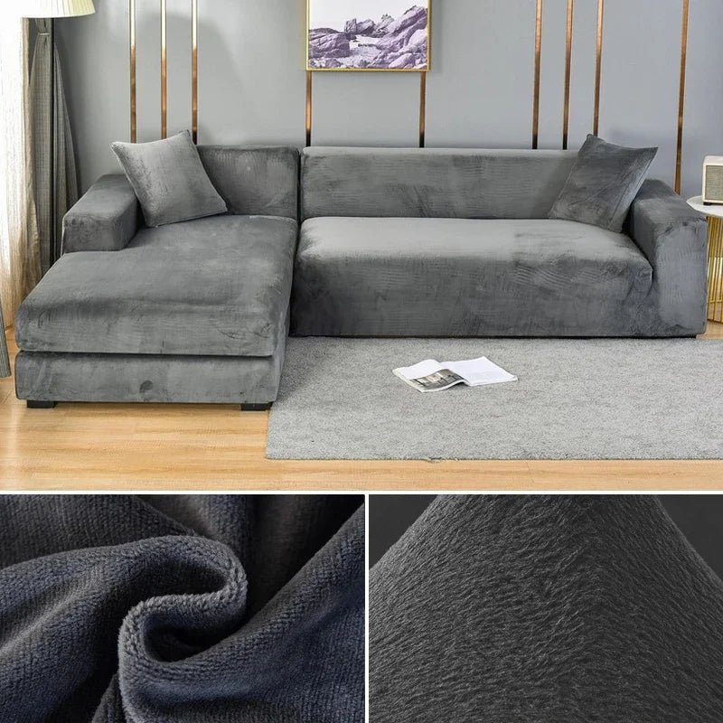 Stretch-Samt Sofabezug Maßgeschneiderte Passform Waschmaschinenfest Eleganter Couch Überzug 8
