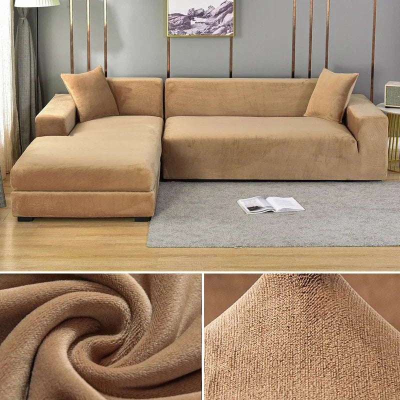 Stretch-Samt Sofabezug Maßgeschneiderte Passform Waschmaschinenfest Eleganter Couch Überzug 9