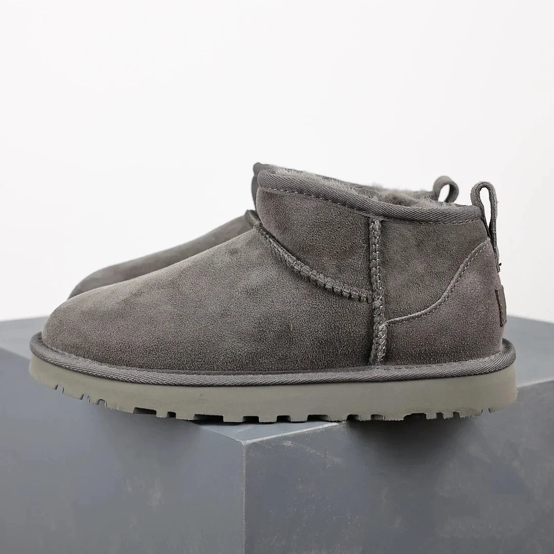 Stylische Damen Winterstiefeletten – Graue Plateaustiefeletten mit warmem Fellfutter 0