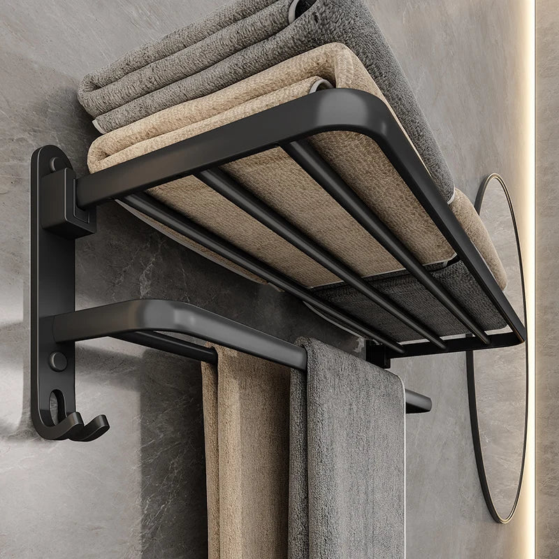 Stylischer Aluminium-Handtuchhalter mit Klappmechanismus – Platzsparend für modernes Bad, Wandmontage, elegante Aufbewahrung 0