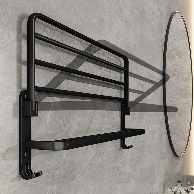 Stylischer Aluminium-Handtuchhalter mit Klappmechanismus – Platzsparend für modernes Bad, Wandmontage, elegante Aufbewahrung 1