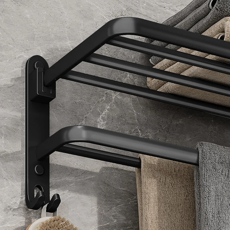 Stylischer Aluminium-Handtuchhalter mit Klappmechanismus – Platzsparend für modernes Bad, Wandmontage, elegante Aufbewahrung 4
