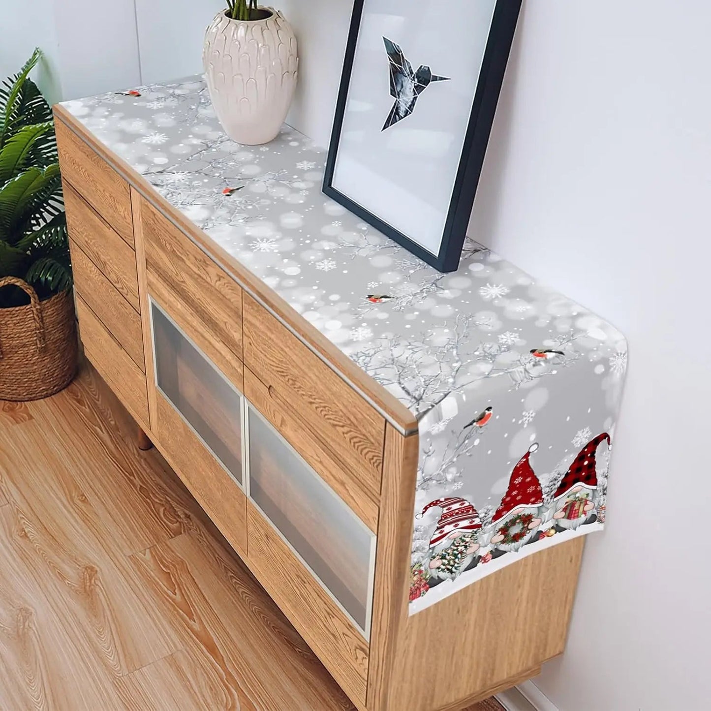 Tischläufer Weihnachten Sneeuwvlok Design 100% Leinen Eleganter Festlicher Tischschmuck 4