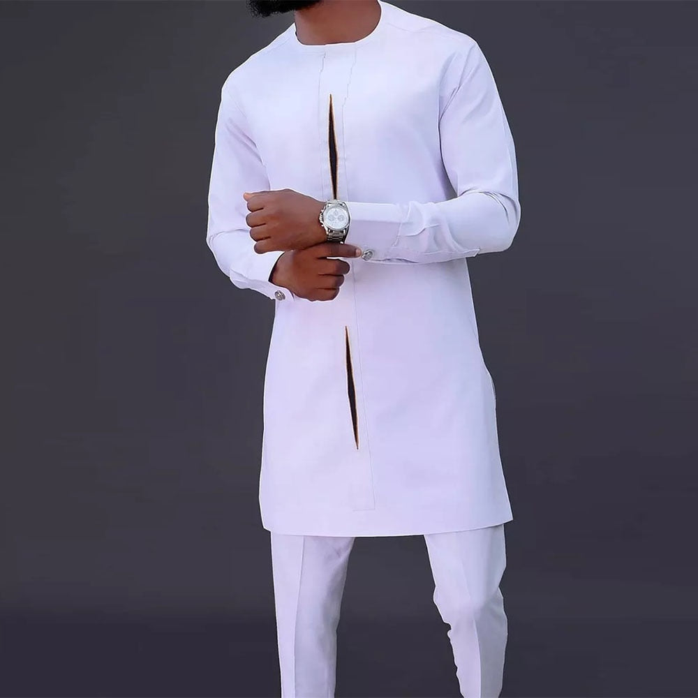 Herren Dashiki Set Traditionelles Design Asymmetrischer Schnitt Atmungsaktiv-1