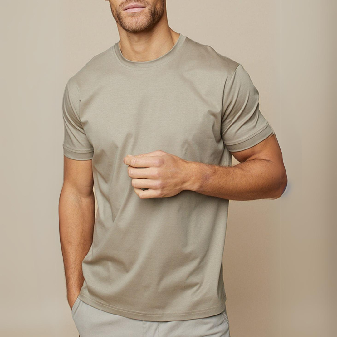Herren T-Shirt Enganliegend Mercerisiertes Baumwollmaterial Atmungsaktiv Elegant-2