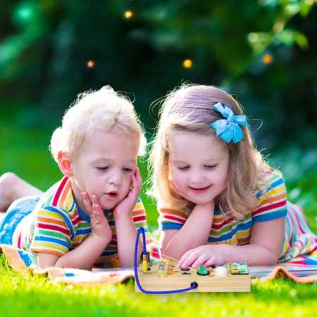 Giocattolo educativo interattivo per bambini di 3 anni – Giocattolo in legno Montessori con 15 luci LED e 9 interruttori