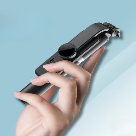 Palo de selfie Bluetooth 6 en 1 con trípode, luz LED y rotación 360° – Extensible hasta 70 cm