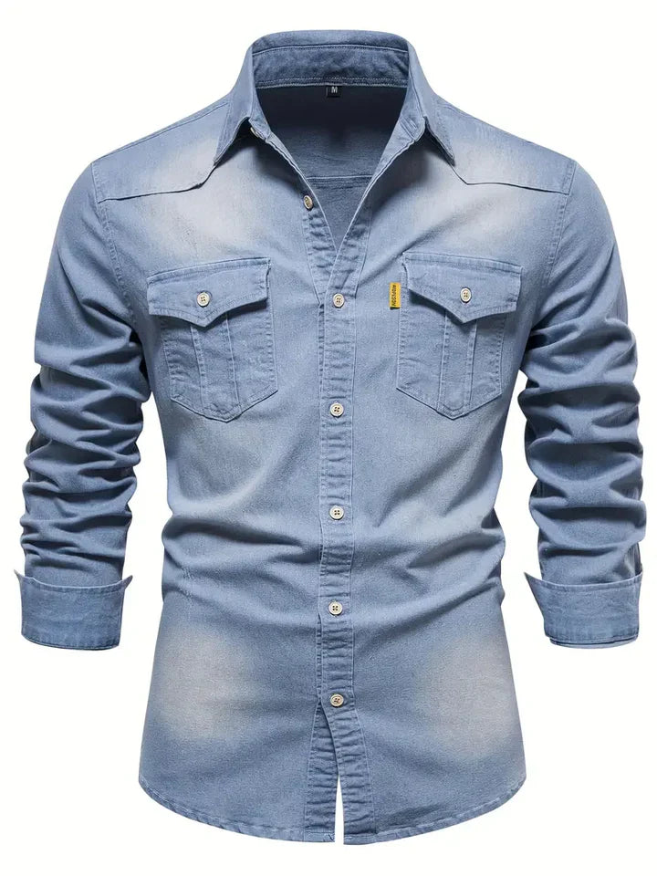 Variant image for Herren Polohemd Dunkelblau Größe M Denim Baumwolle-6