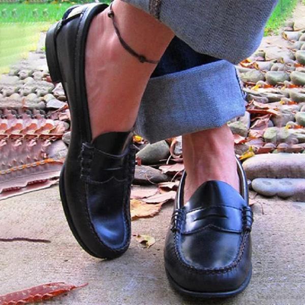 Herren Slipper Schwarz Größe 42 Leder - Klassische Loafer Mokassins Schlupfschuhe-2