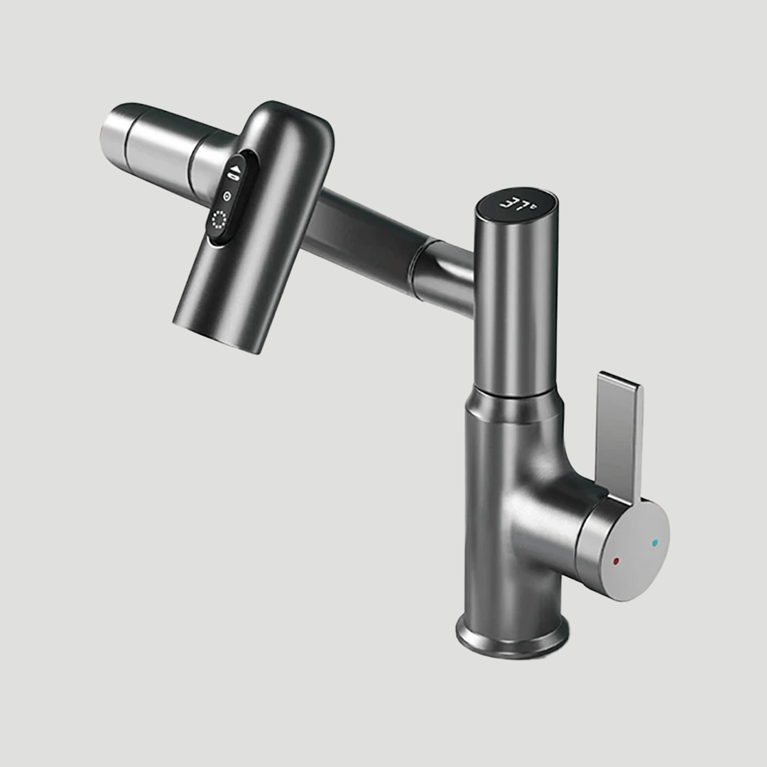 Wasserhahn Küche 360° Drehfunktion Höhenverstellbar Edelstahl Modern 0
