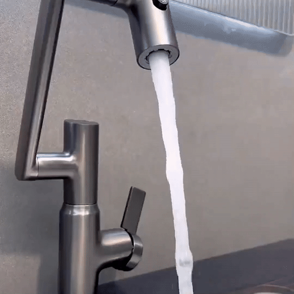 Wasserhahn Küche 360° Drehfunktion Höhenverstellbar Edelstahl Modern 2