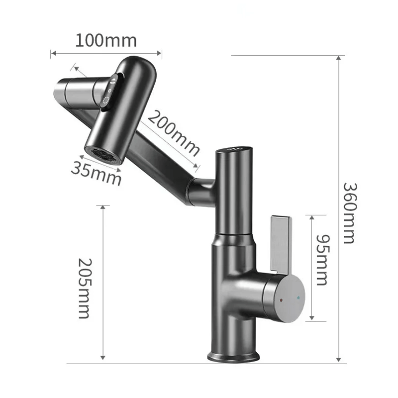 Wasserhahn Küche 360° Drehfunktion Höhenverstellbar Edelstahl Modern 6